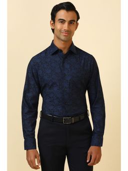 Allen Solly - Men Navy Blue Print Full Sleeves Formal Shirt