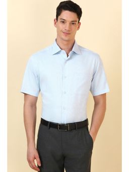 Allen Solly - Men Light Blue Textured Half Sleeves Formal Shirt