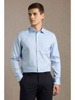 Louis Philippe - Men Light Blue Solid Full Sleeves Formal Shirt