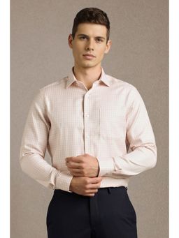 Louis Philippe - Men Pink Check Full Sleeves Formal Shirt