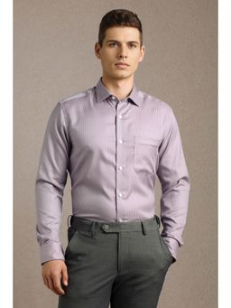 Louis Philippe - Men Lavender Textured Full Sleeves Formal Shirt