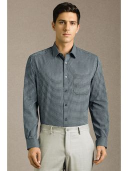 Louis Philippe - Men Black Print Full Sleeves Formal Shirt