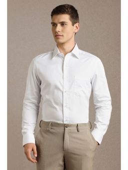 Louis Philippe - Men White Solid Full Sleeves Formal Shirt