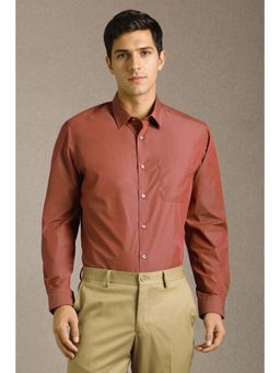 Louis Philippe - Men Brown Solid Full Sleeves Formal Shirt