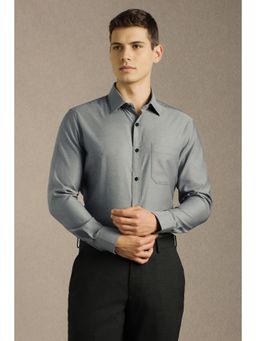 Louis Philippe - Men Grey Solid Full Sleeves Formal Shirt