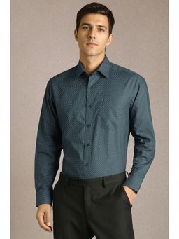 Louis Philippe - Men Blue Print Full Sleeves Formal Shirt