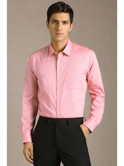 Louis Philippe - Men Pink Textured Full Sleeves Formal Shirt