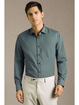 Louis Philippe - Men Green Solid Full Sleeves Formal Shirt
