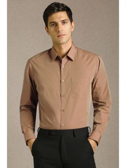 Louis Philippe - Men Brown Solid Full Sleeves Formal Shirt