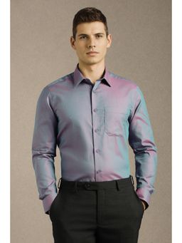 Louis Philippe - Men Purple Textured Full Sleeves Formal Shirt
