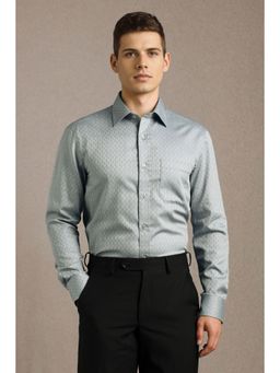 Louis Philippe - Men Grey Print Full Sleeves Formal Shirt