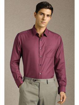 Louis Philippe - Men Wine Textured Full Sleeves Formal Shirt