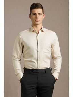 Louis Philippe - Men Beige Textured Full Sleeves Formal Shirt