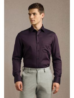 Louis Philippe - Men Wine Print Full Sleeves Formal Shirt