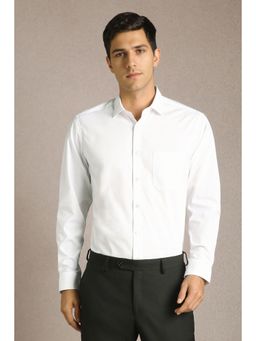 Louis Philippe - Men White Solid Full Sleeves Formal Shirt