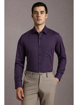 Louis Philippe - Men Purple Check Full Sleeves Formal Shirt