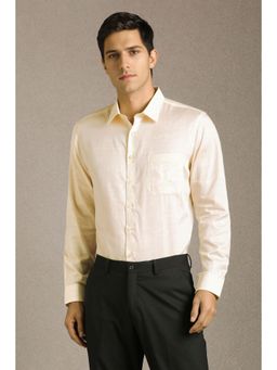 Louis Philippe - Men Cream Printed Full Sleeves Formal Shirt