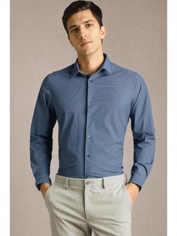 Louis Philippe - Men Navy Blue Print Full Sleeves Formal Shirt