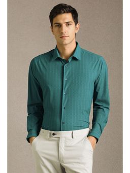 Louis Philippe - Men Green Print Full Sleeves Formal Shirt
