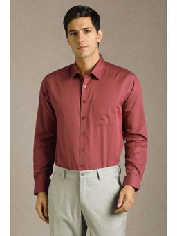 Louis Philippe - Men Maroon Textured Full Sleeves Formal Shirt