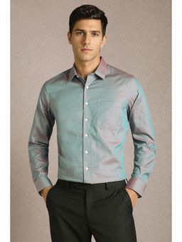 Louis Philippe - Men Green Textured Full Sleeves Formal Shirt