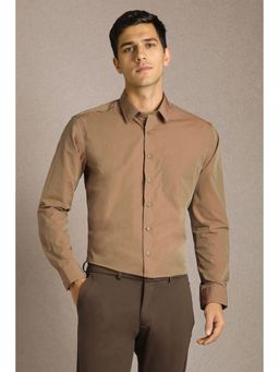 Louis Philippe - Men Brown Solid Full Sleeves Formal Shirt