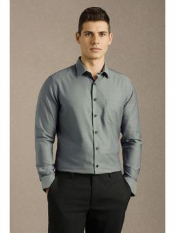 Louis Philippe - Men Grey Solid Full Sleeves Formal Shirt
