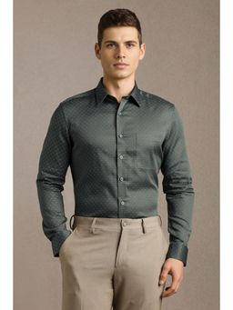 Louis Philippe - Men Green Print Full Sleeves Formal Shirt