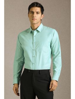 Louis Philippe - Men Green Solid Full Sleeves Formal Shirt