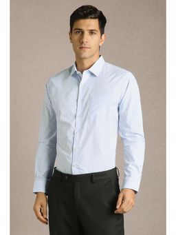 Louis Philippe - Men Light Blue Stripe Full Sleeves Formal Shirt