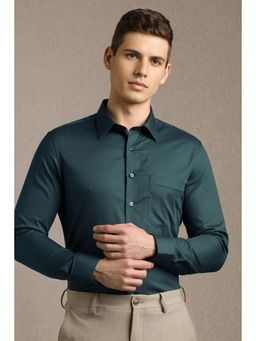 Louis Philippe - Men Green Textured Full Sleeves Formal Shirt