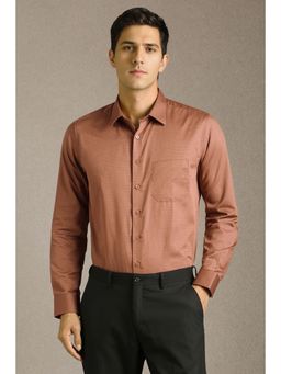 Louis Philippe - Men Brown Textured Full Sleeves Formal Shirt