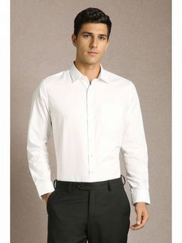 Louis Philippe - Men White Solid Full Sleeves Formal Shirt