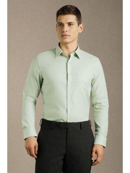 Louis Philippe - Men Green Solid Full Sleeves Formal Shirt