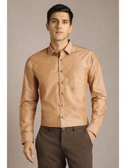 Louis Philippe - Men Brown Solid Full Sleeves Formal Shirt