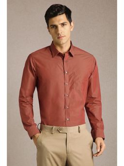 Louis Philippe - Men Rust Solid Full Sleeves Formal Shirt