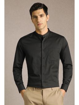 Louis Philippe - Men Black Solid Full Sleeves Formal Shirt