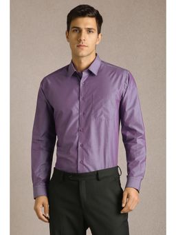 Louis Philippe - Men Purple Solid Full Sleeves Formal Shirt