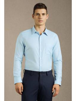 Louis Philippe - Men Light Blue Solid Full Sleeves Formal Shirt
