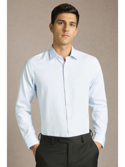 Louis Philippe - Men Light Blue Textured Full Sleeves Formal Shirt