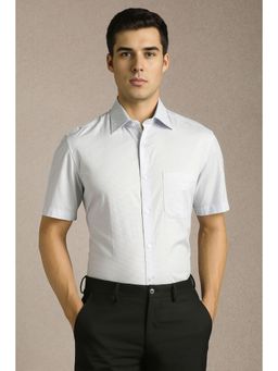 Louis Philippe - Men Light Blue Print Half Sleeves Formal Shirt