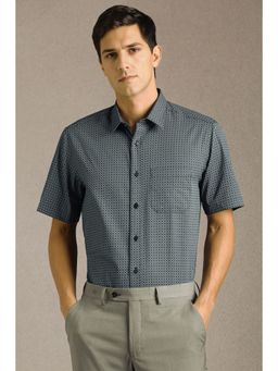 Louis Philippe - Men Black Print Half Sleeves Formal Shirt