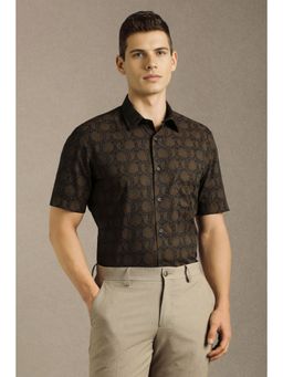 Louis Philippe - Men Brown Print Half Sleeves Formal Shirt