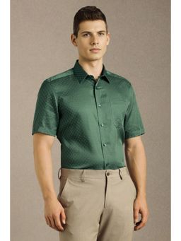 Louis Philippe - Men Green Print Half Sleeves Formal Shirt