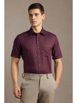 Louis Philippe - Men Maroon Print Half Sleeves Formal Shirt