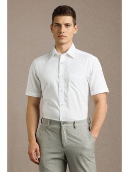 Louis Philippe - Men White Print Half Sleeves Formal Shirt