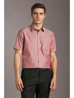 Louis Philippe - Men Pink Textured Half Sleeves Formal Shirt