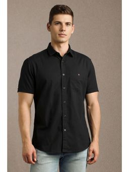 Louis Philippe - Men Black Solid Half Sleeves Casual Shirt