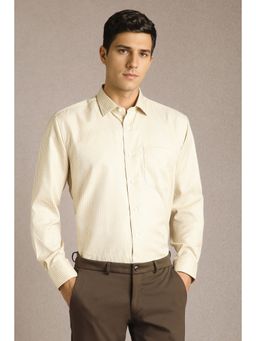 Louis Philippe - Men Beige Check Full Sleeves Formal Shirt