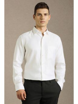 Louis Philippe - Men White Solid Full Sleeves Formal Shirt